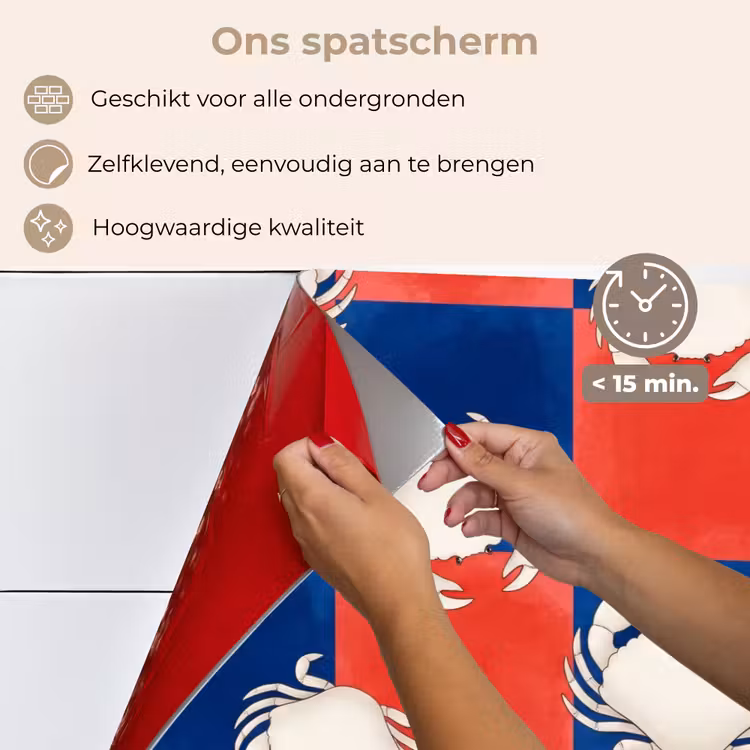 Patroon - Zeeleven - Rood - Blauw - Abstract keuken achterwand spatscherm klein -spatscherm_NL
