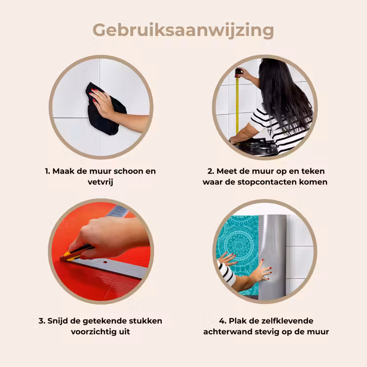 Patroon - Zonnebloemen - Mandala keuken achterwand 2 middel 871 -gebruiksaanwijzing_NL