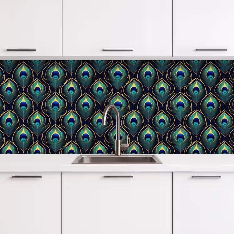 Pauw - Veren - Groen keuken achterwand 2 middel 871 -3d