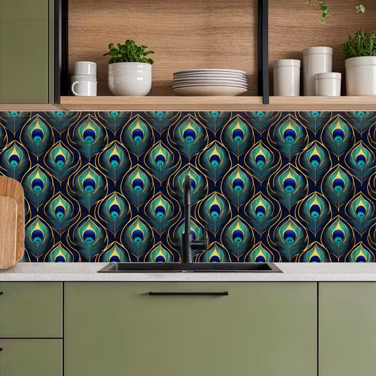 Pauw - Veren - Groen keuken achterwand 2 middel 871 -sfeer3