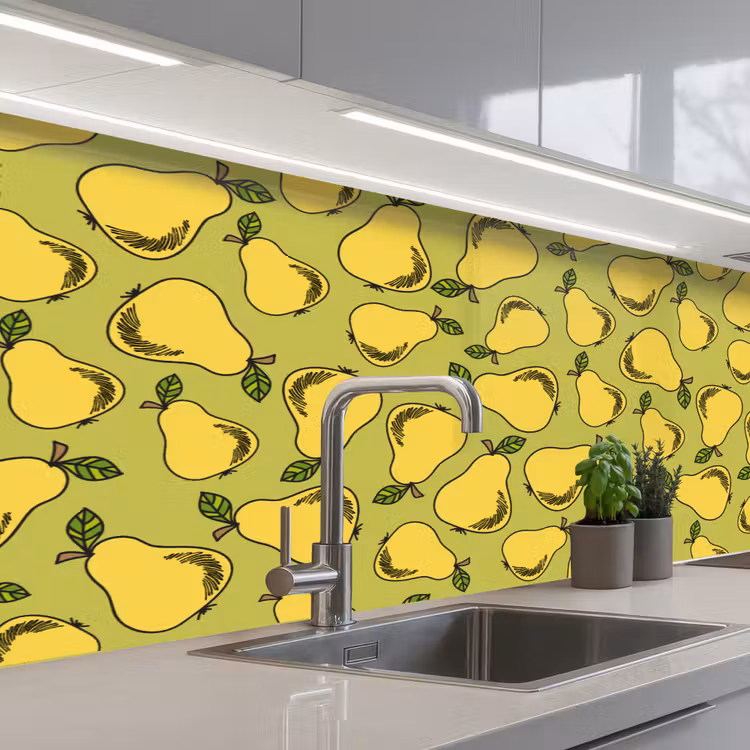 Peer - Fruit - Vintage - Patronen keuken achterwand 2 middel 871 -3d_schuin