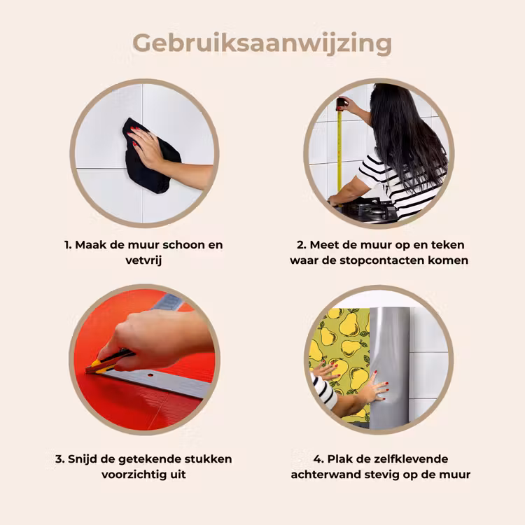Peer - Fruit - Vintage - Patronen keuken achterwand 2 middel 871 -gebruiksaanwijzing_NL