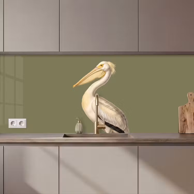 Pelikaan - Wit - Vogel - Klassiek - Natuur keuken achterwand 2 middel zz_3dshopping