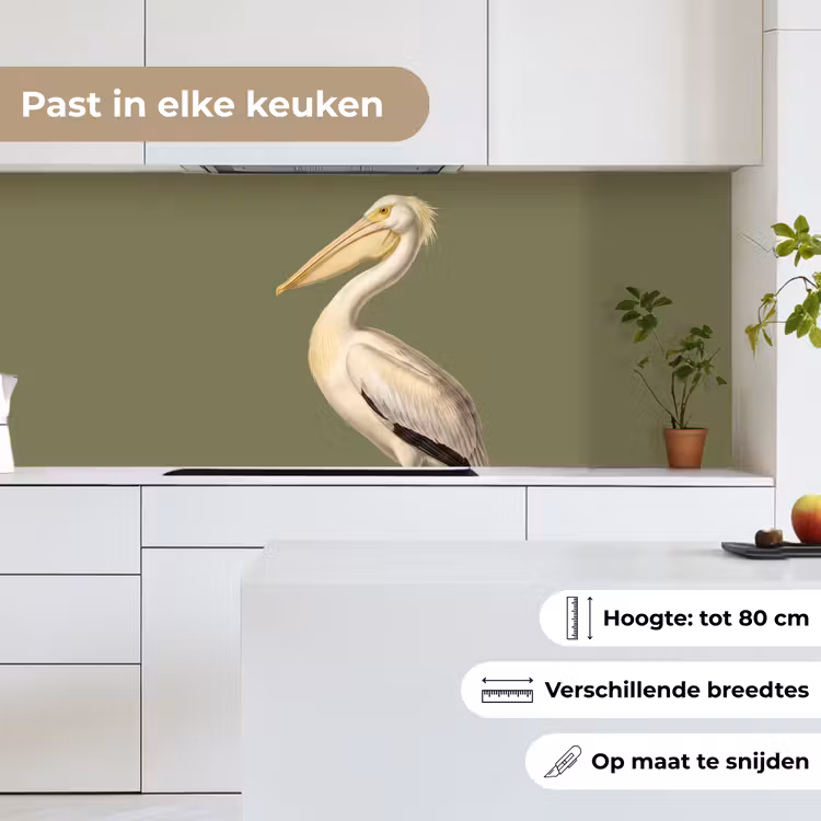 Pelikaan - Wit - Vogel - Klassiek - Natuur keuken achterwand 2 middel -sfeer4_NL