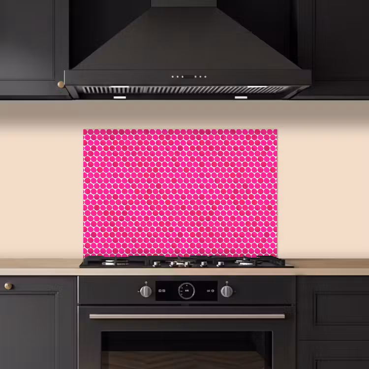 Penny - Mozaïek - Felroze keuken achterwand spatscherm klein 900 -sfeer1