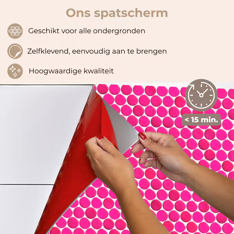 Penny - Mozaïek - Felroze keuken achterwand spatscherm klein 900 -spatscherm_NL