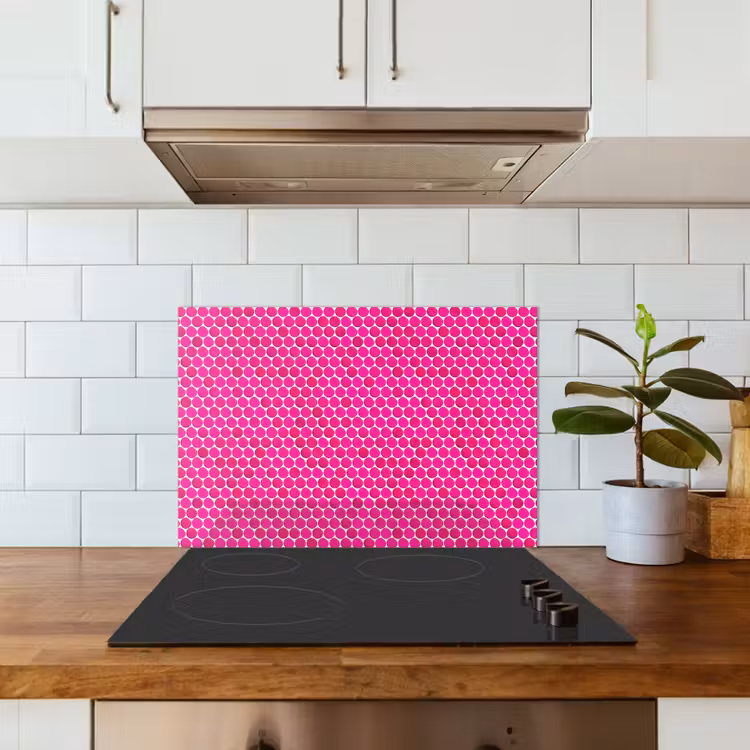 Penny - Mozaïek - Felroze keuken achterwand spatscherm klein 900 -sfeer2