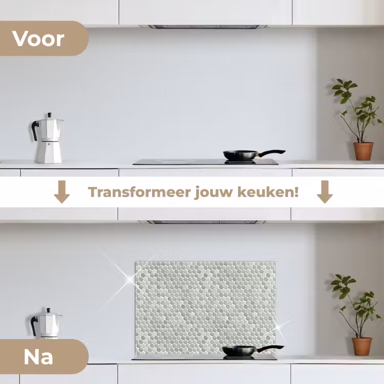 Penny - Mozaïek - Lichtgrijs keuken achterwand spatscherm klein 900 -voor_na_NL