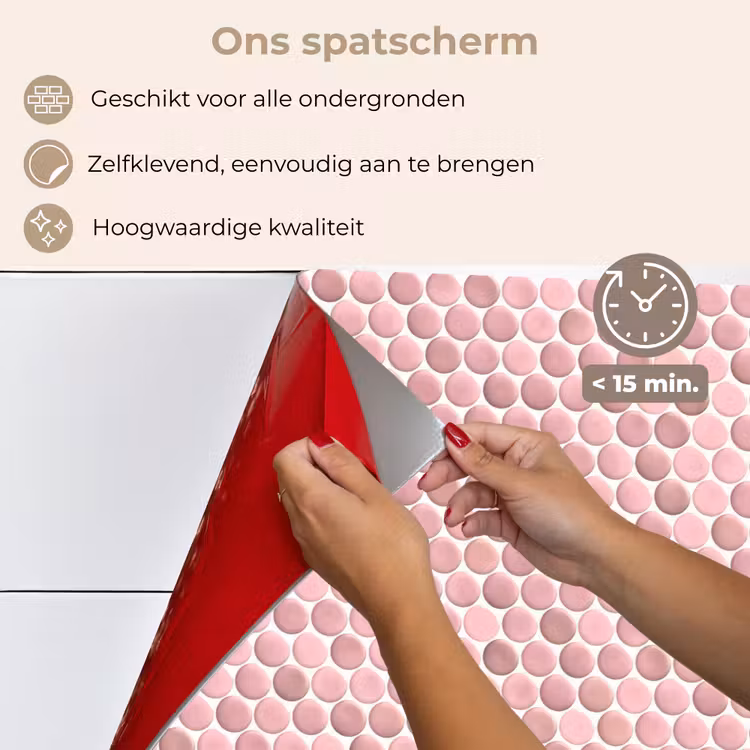 Penny - Mozaïek - Lichtroze keuken achterwand spatscherm klein 900 -spatscherm_NL