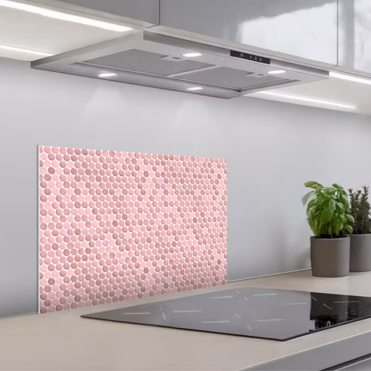 Penny - Mozaïek - Lichtroze keuken achterwand spatscherm klein 900 -3d_schuin