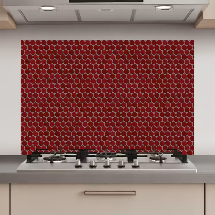 Penny - Mozaïek - Rond - Rood keuken achterwand spatscherm klein 900 -3d_website