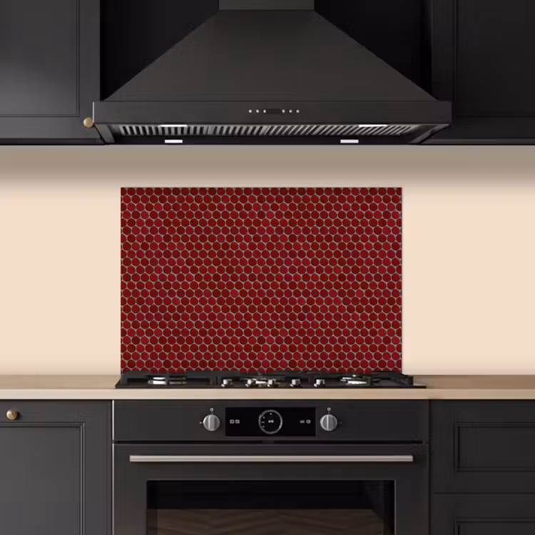 Penny - Mozaïek - Rond - Rood keuken achterwand spatscherm klein 900 -sfeer1