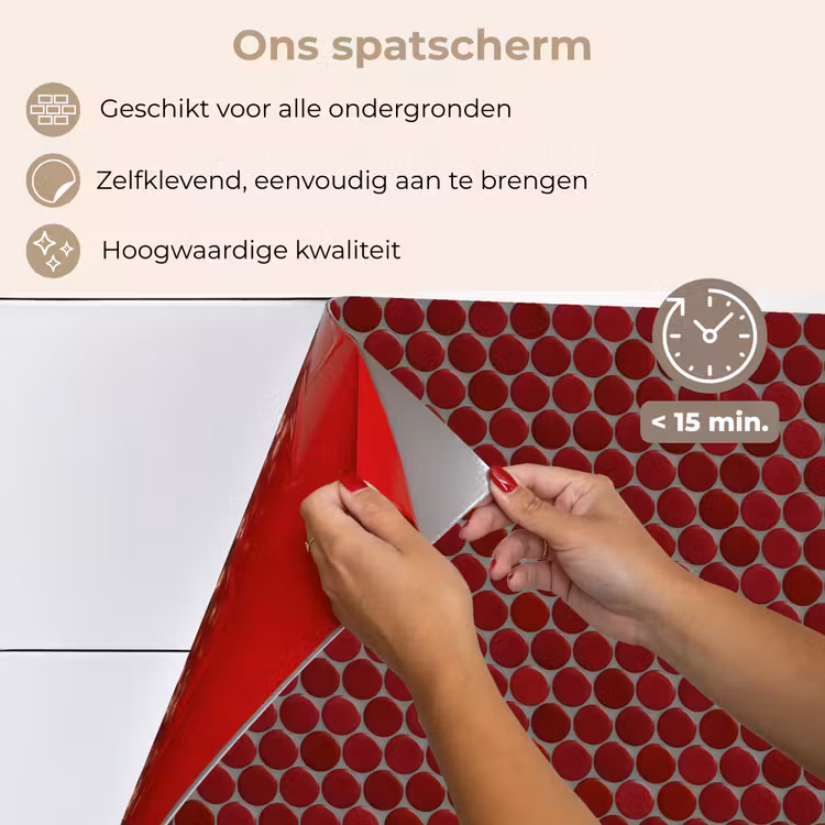 Penny - Mozaïek - Rond - Rood keuken achterwand spatscherm klein 900 -spatscherm_NL