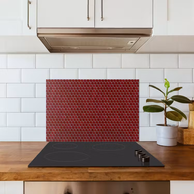 Penny - Mozaïek - Rond - Rood keuken achterwand spatscherm klein 900 -sfeer2