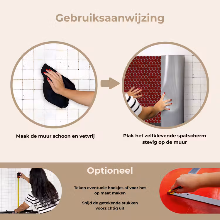 Penny - Mozaïek - Rond - Rood keuken achterwand spatscherm klein 900 -gebruiksaanwijzing_NL