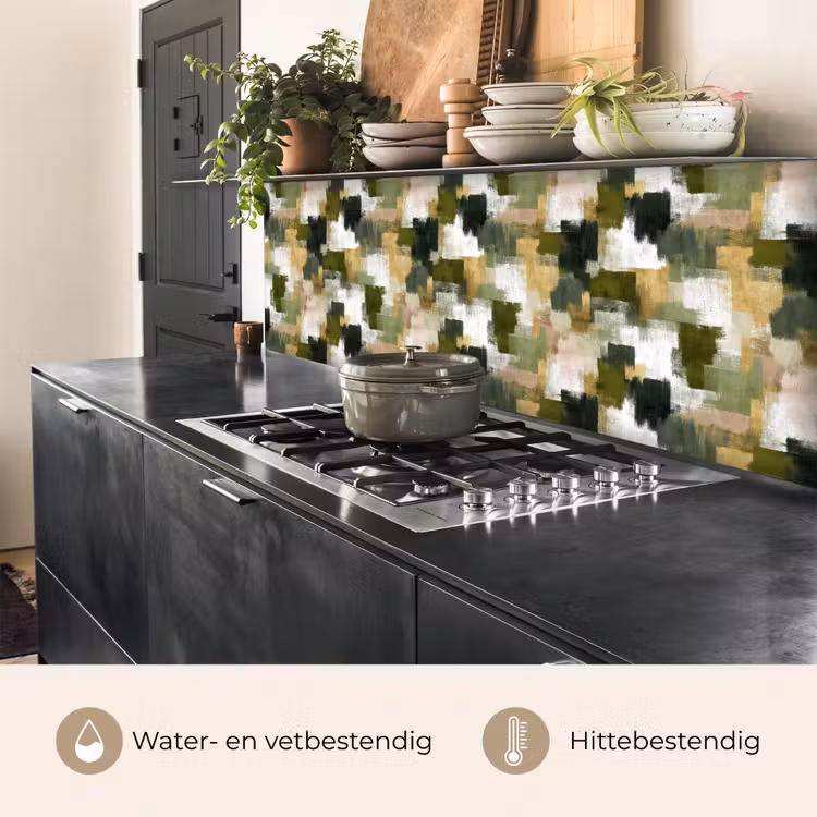 Penseelstrepen - Mos - Groentinten keuken achterwand 2 middel 871 -usp_NL