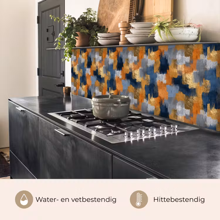 Penseelstrepen - Ruw - Textuur - Koperblauw keuken achterwand 2 middel 871 -usp_NL