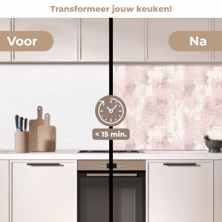 Penseelstrepen - Verbleekte - Roze keuken achterwand 2 middel 871 -voor-na2_NL