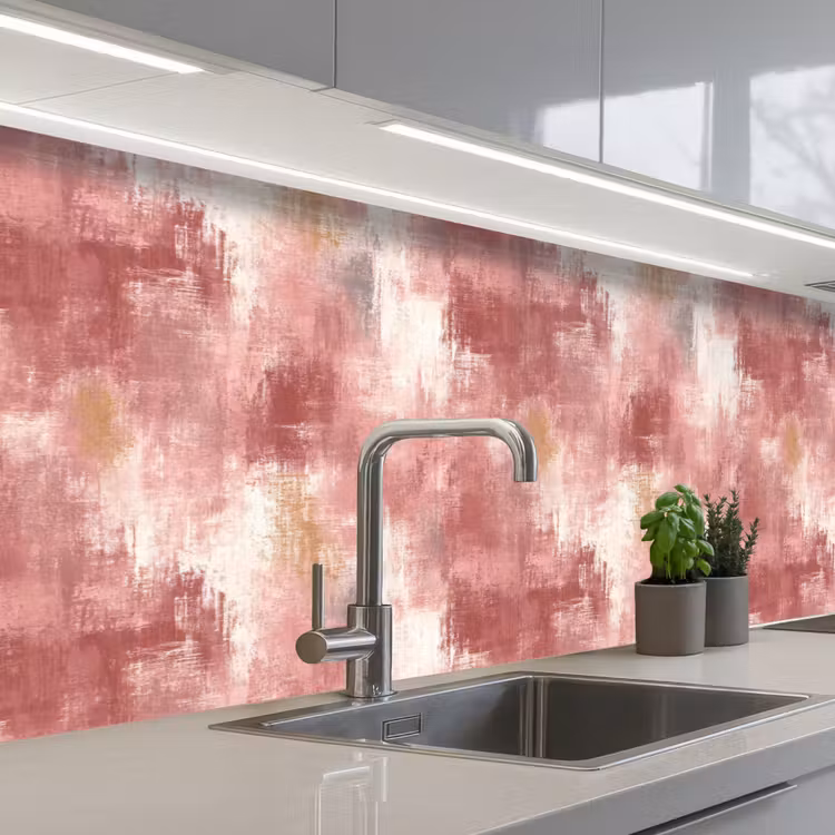 Penseelstrepen - Verweerd - Roze keuken achterwand 2 middel 871 -3d_schuin