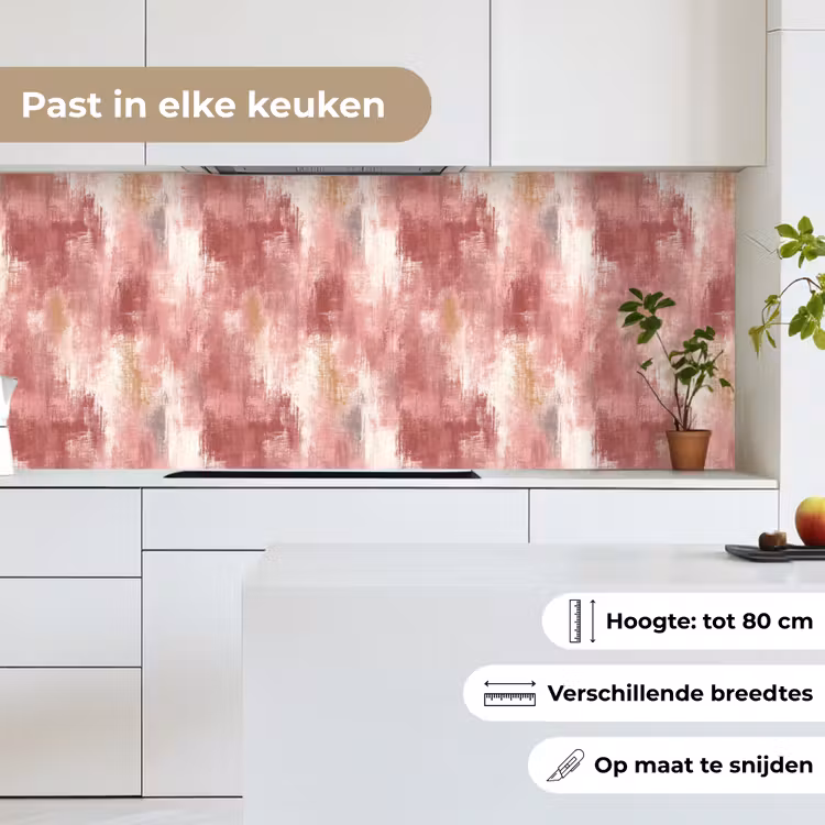 Penseelstrepen - Verweerd - Roze keuken achterwand 2 middel 871 -sfeer4_NL