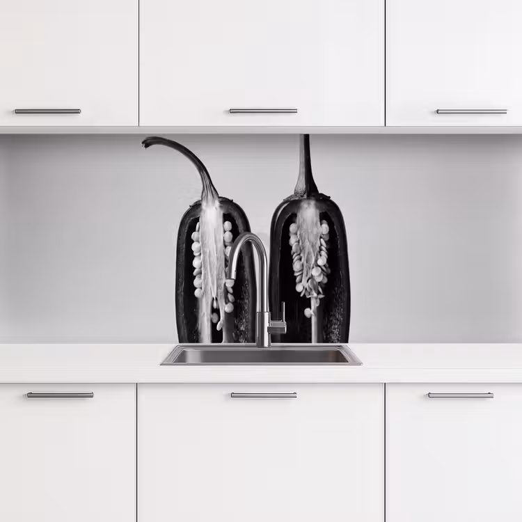 Pepers - Zwart - Wit - Zaadlijsten keuken achterwand 2 middel -3d