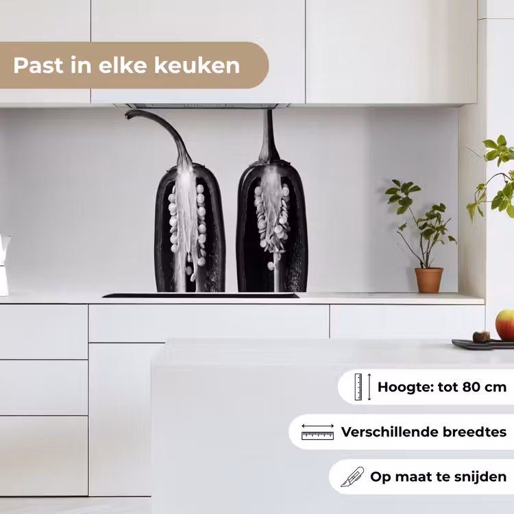 Pepers - Zwart - Wit - Zaadlijsten keuken achterwand 2 middel -sfeer4_NL