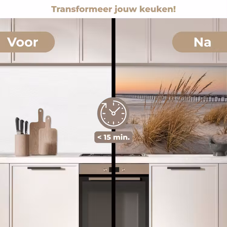Pier - Zonsondergang - Strand keuken achterwand 2 middel -voor-na2_NL
