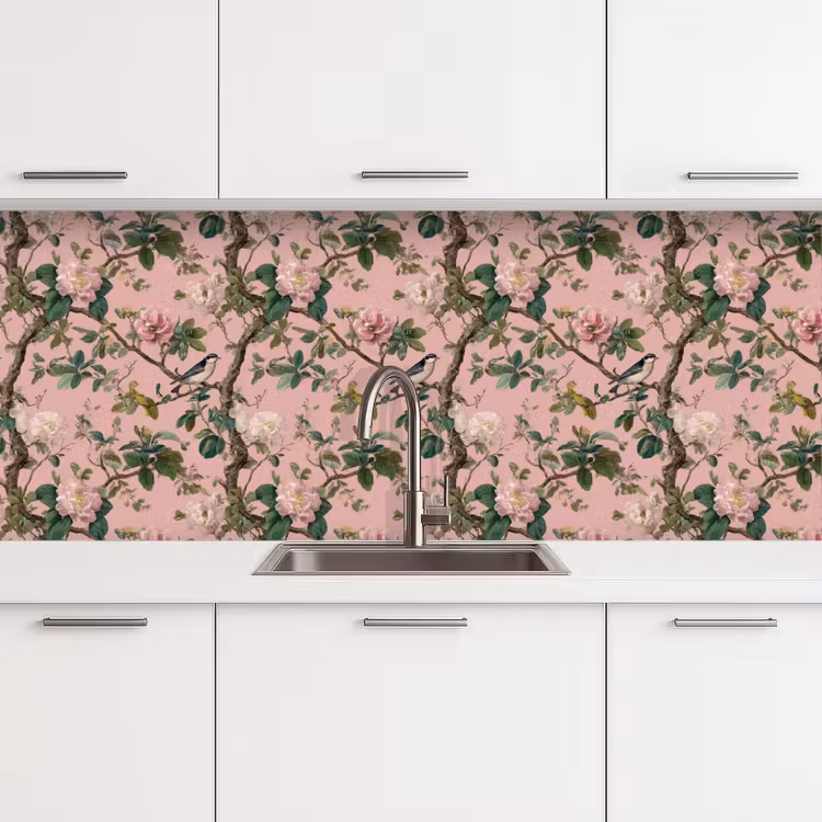 Pioenrozen - Botanisch - Vogel keuken achterwand 2 middel 871 -3d