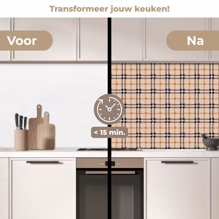 Plaid - Patroon - Beige - Zwart keuken achterwand 2 middel 871 -voor-na2_NL