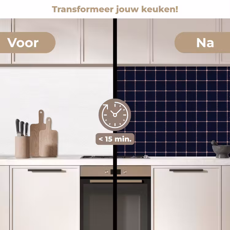 Plaid - Patroon - Blauw - Roze keuken achterwand 2 middel 871 -voor-na2_NL