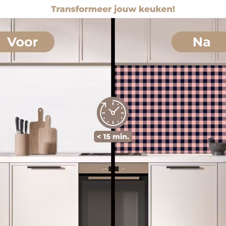 Plaid - Patroon - Roze - Zwart keuken achterwand 2 middel 871 -voor-na2_NL