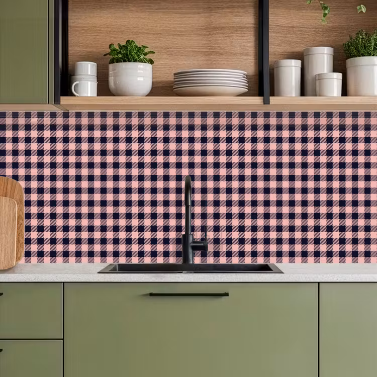Plaid - Patroon - Roze - Zwart keuken achterwand 2 middel 871 -sfeer3