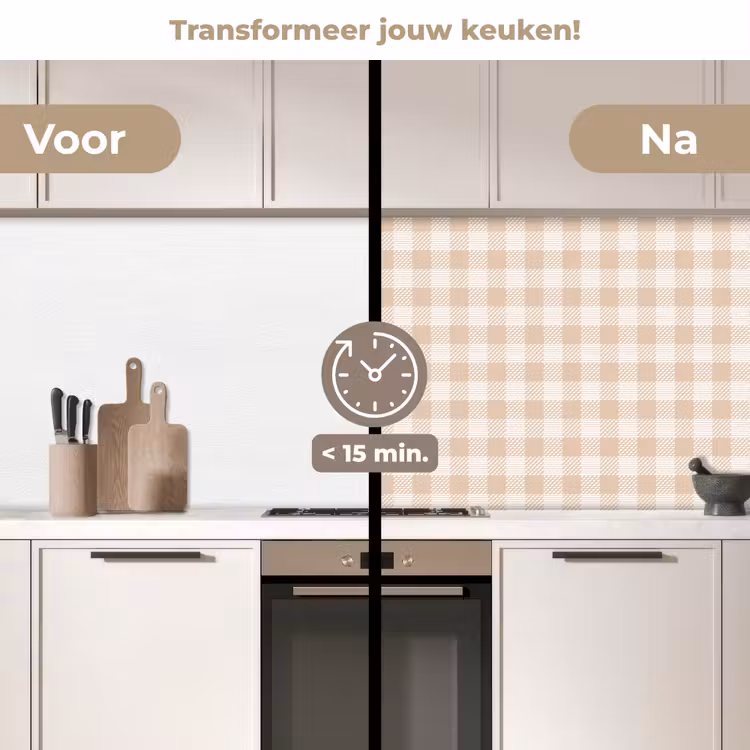Plaid - Patroon - Vierkant - Beige keuken achterwand 2 middel 871 -voor-na2_NL