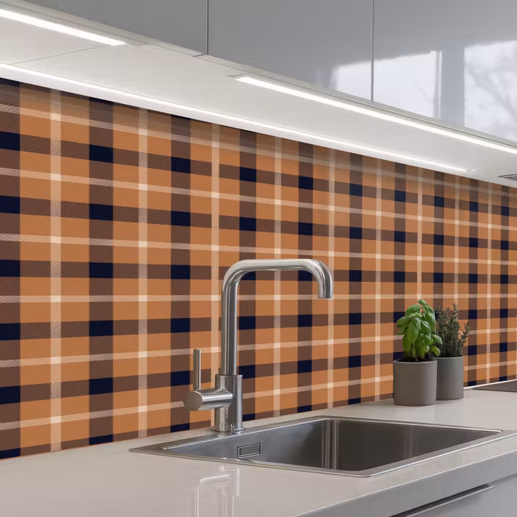 Plaid - Patroon - Vierkant - Bruin keuken achterwand 2 middel 871 -3d_schuin
