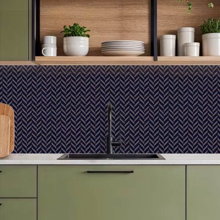 Plaid - Patroon - Visgraad - Blauw keuken achterwand 2 middel 871 -sfeer3