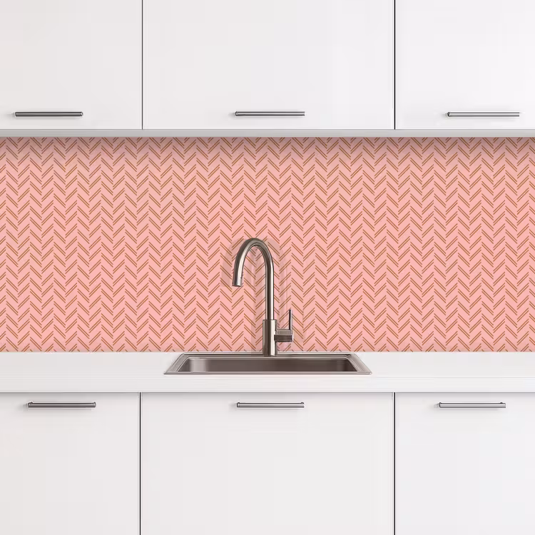 Plaid - Patroon - Visgraad - Roze keuken achterwand 2 middel 871 -3d