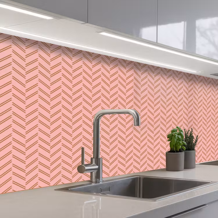 Plaid - Patroon - Visgraad - Roze keuken achterwand 2 middel 871 -3d_schuin