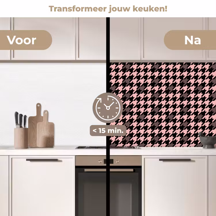 Plaid - Patroon - Zwart - Roze keuken achterwand 2 middel 871 -voor-na2_NL