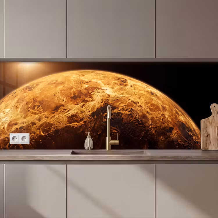 Keuken achterwand - Planeet - Ruimte - Oranje - Planeet - Ruimte - Oranje keuken achterwand 2 middel zz_3dshopping