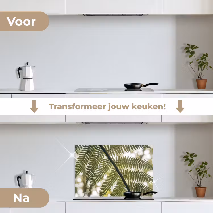 Plant - Blad - Natuur - Groen - Detail keuken achterwand spatscherm klein -voor_na_NL