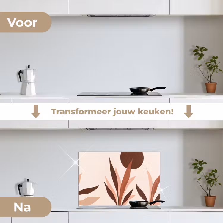 Planten - Abstract - Natuur - Bruin keuken achterwand spatscherm klein -voor_na_NL