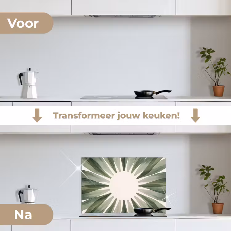 Planten - Abstract - Waterverf - Groen - Natuur keuken achterwand spatscherm klein -voor_na_NL