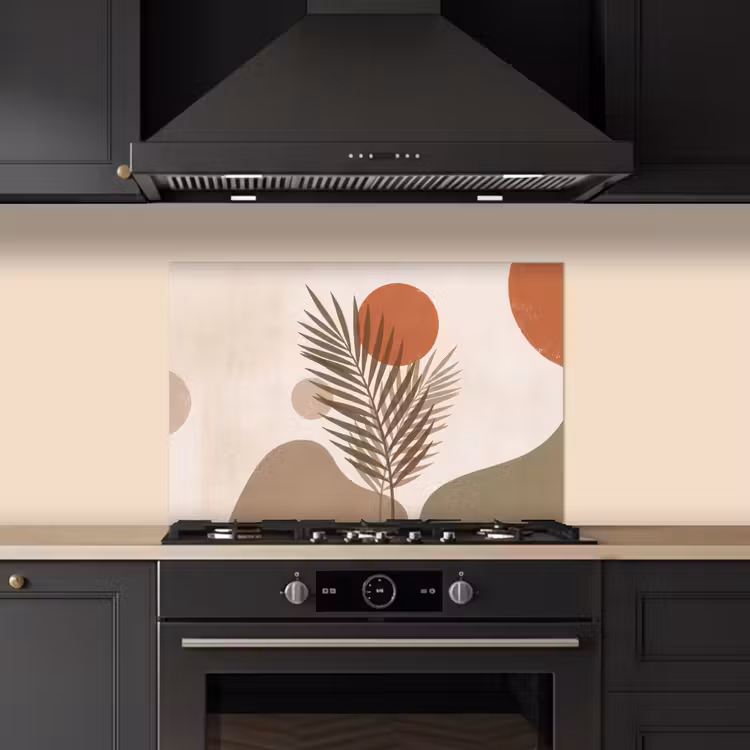 Planten - Bladeren - Abstract - Modern - Beige keuken achterwand spatscherm klein -sfeer1
