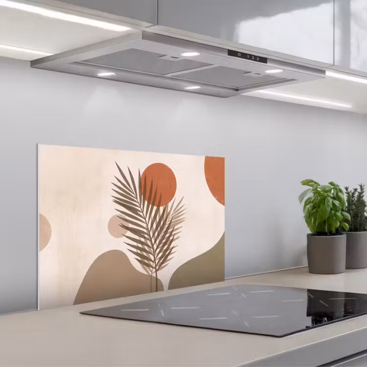 Planten - Bladeren - Abstract - Modern - Beige keuken achterwand spatscherm klein -3d_schuin