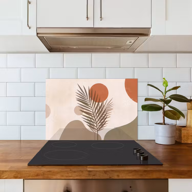 Planten - Bladeren - Abstract - Modern - Beige keuken achterwand spatscherm klein -sfeer2