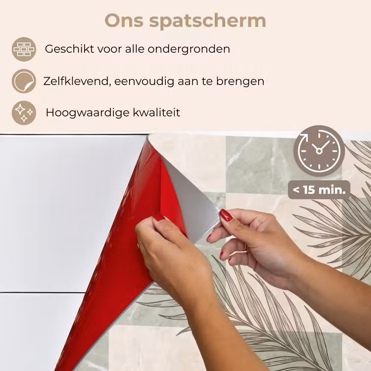 Planten - Bladeren - Marmer - Modern - Groen keuken achterwand spatscherm klein -spatscherm_NL