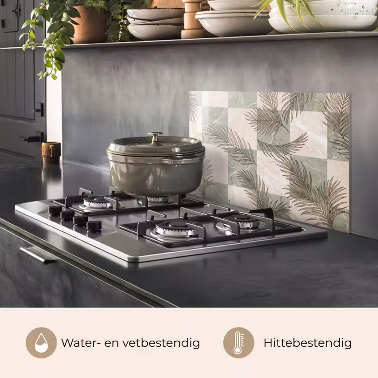 Planten - Bladeren - Marmer - Modern - Groen keuken achterwand spatscherm klein -usp_NL
