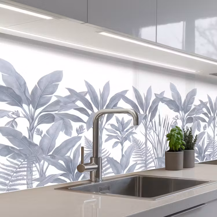 Planten - Bladeren - Natuur - Grijs keuken achterwand 2 middel -3d_schuin
