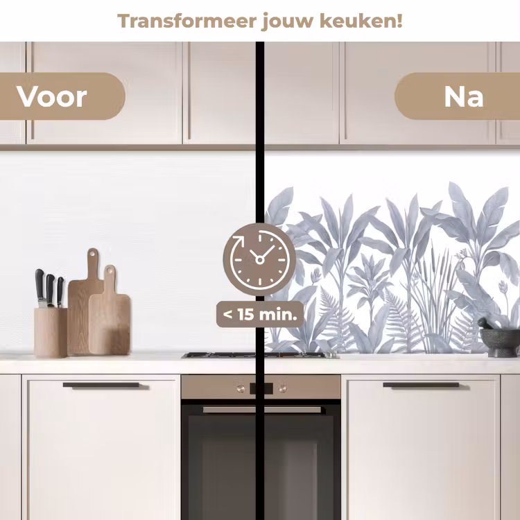 Planten - Bladeren - Natuur - Grijs keuken achterwand 2 middel -voor-na2_NL
