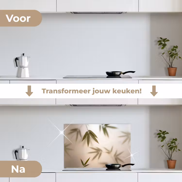 Planten - Bladeren - Natuur - Groen keuken achterwand spatscherm klein -voor_na_NL
